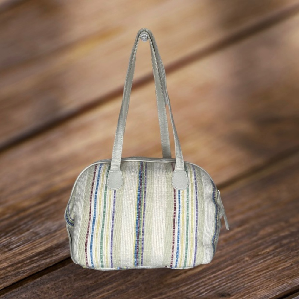 NWT vintage style nubby woven striped bag - Picture 2 of 5